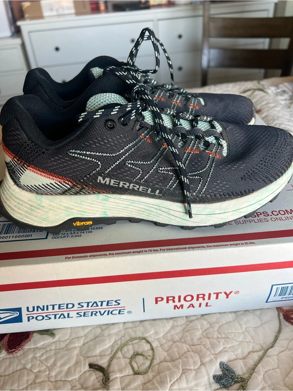 Merrell Moab Size 8 Flight Float Pro Trail Running Sneakers Navy Hiking Workout